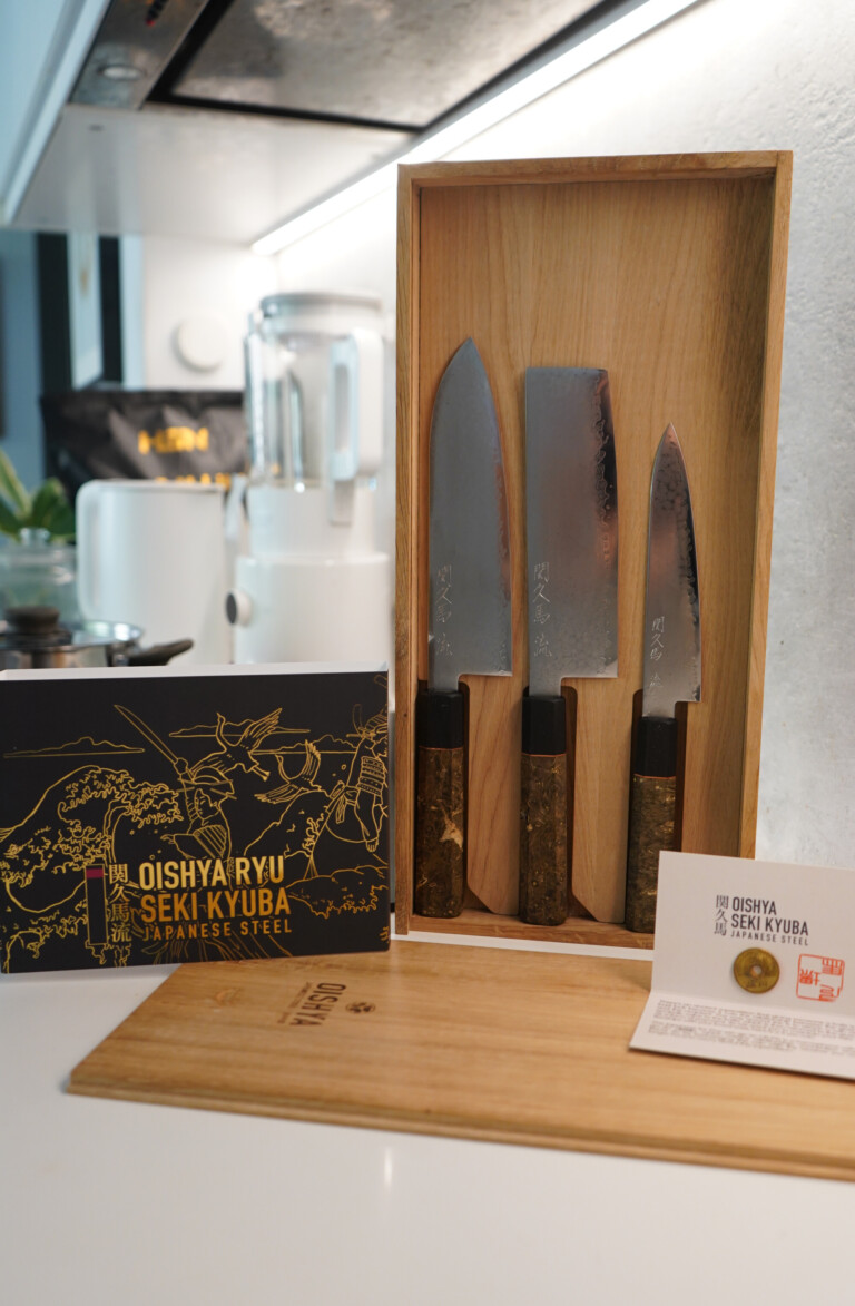 Seki Kyuba RYU Knife Set: Santoku, Nakiri, Petty Japanese Kitchen Knives