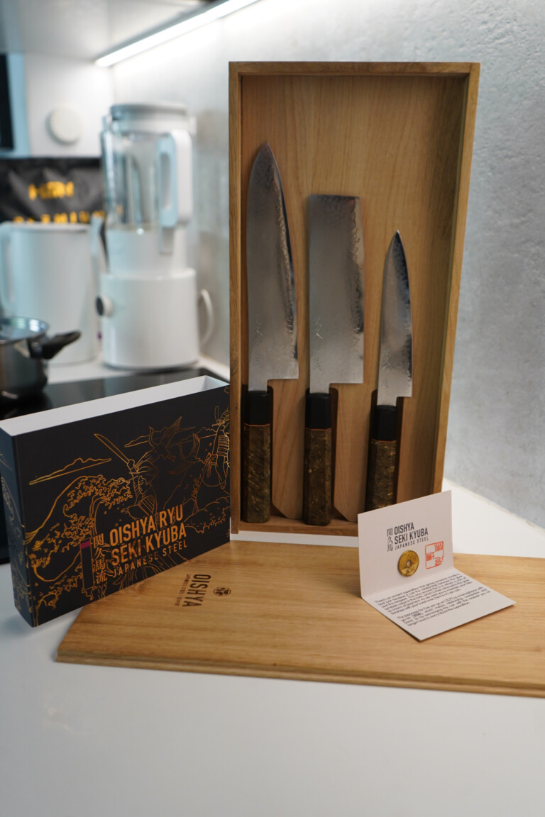 Seki Kyuba RYU Knife Set: Gyuto, Nakiri, Petty Japanese Kitchen Knives