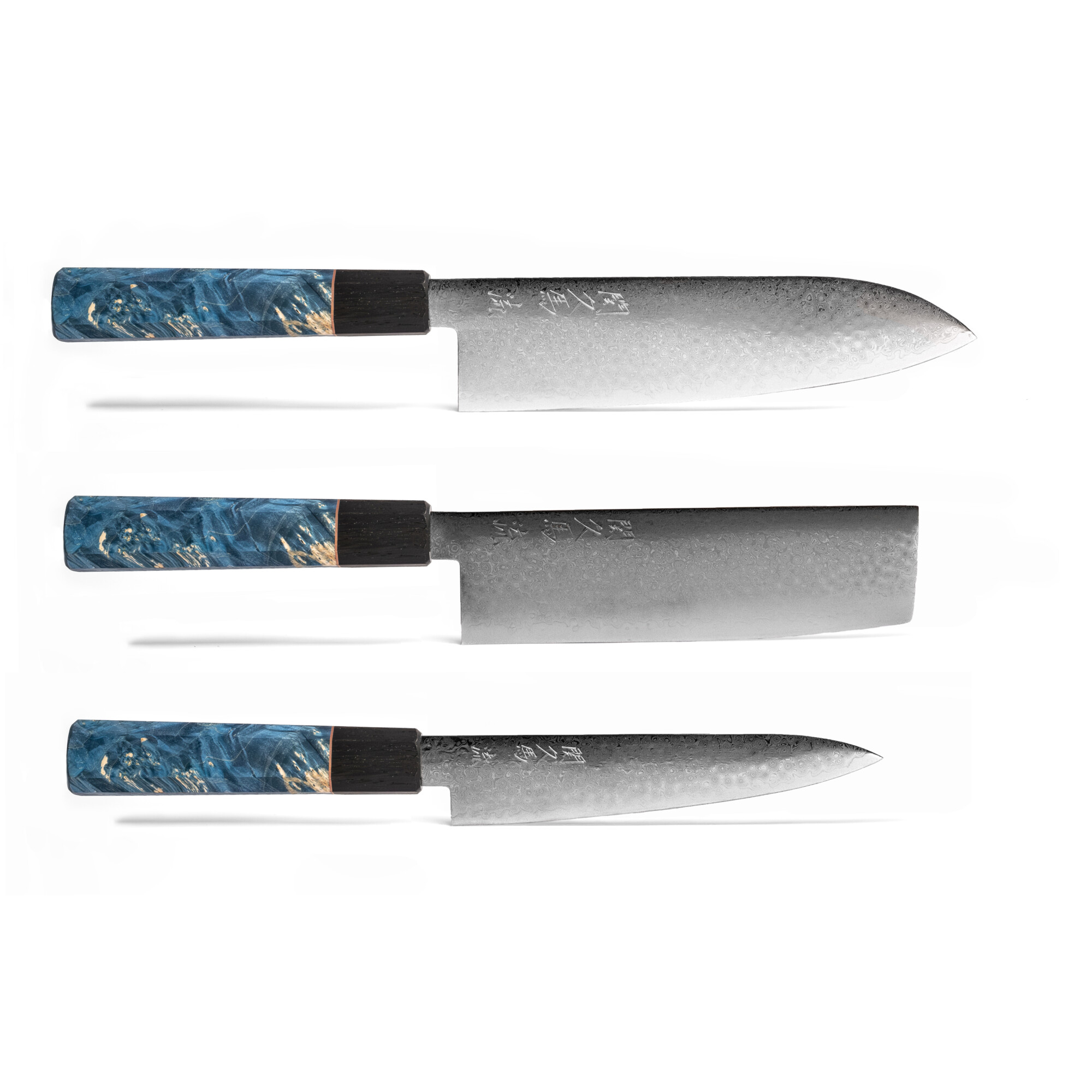 Seki Kyuba RYU SET Santoku Nakiri Petty Mediterranean Blue