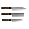 Seki Kyuba RYU SET Santoku Nakiri Petty Natural Brown