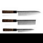 Seki Kyuba RYU SET Gyuto Nakiri Petty Natural Brown