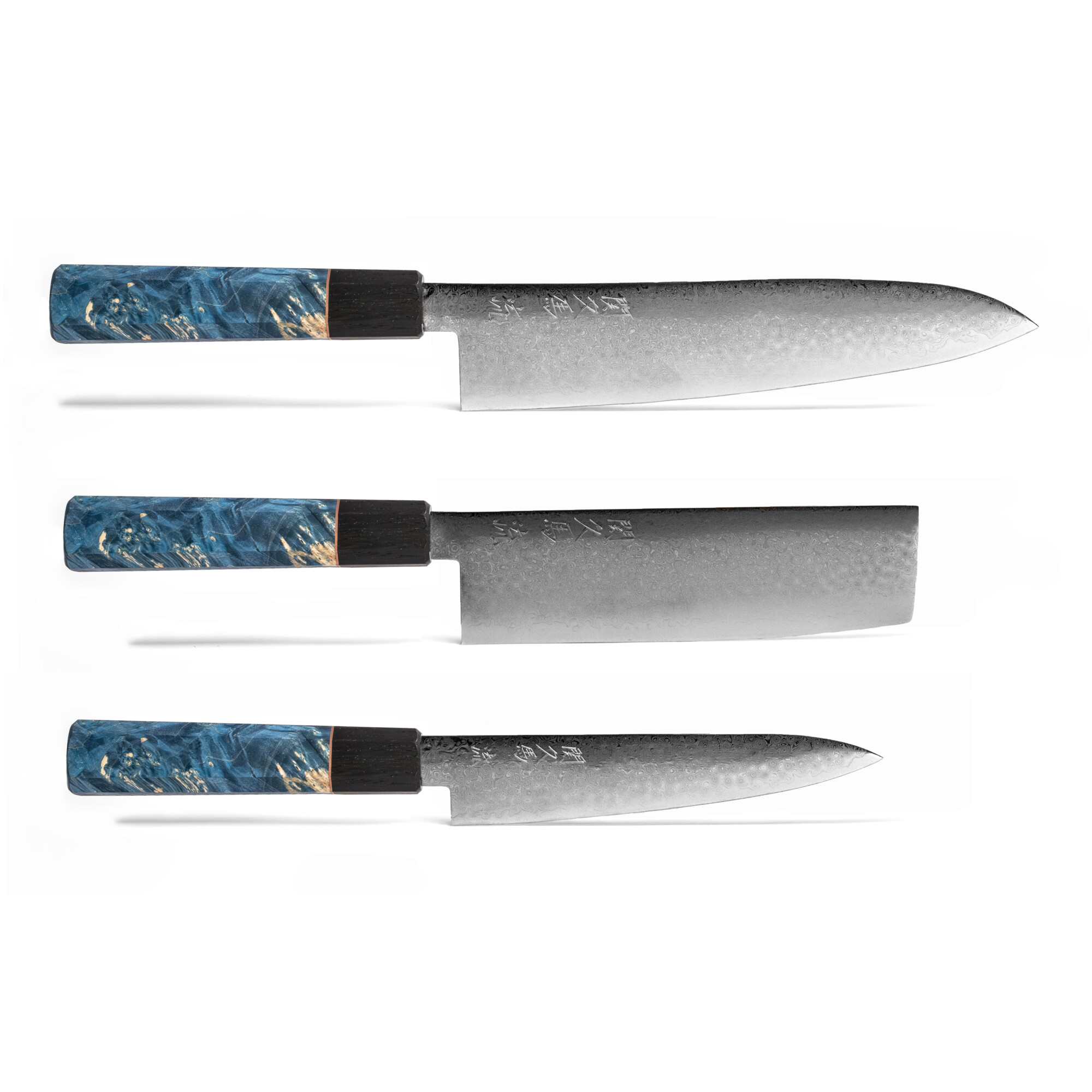 Seki Kyuba RYU SET Gyuto Nakiri Petty Mediterranean Blue