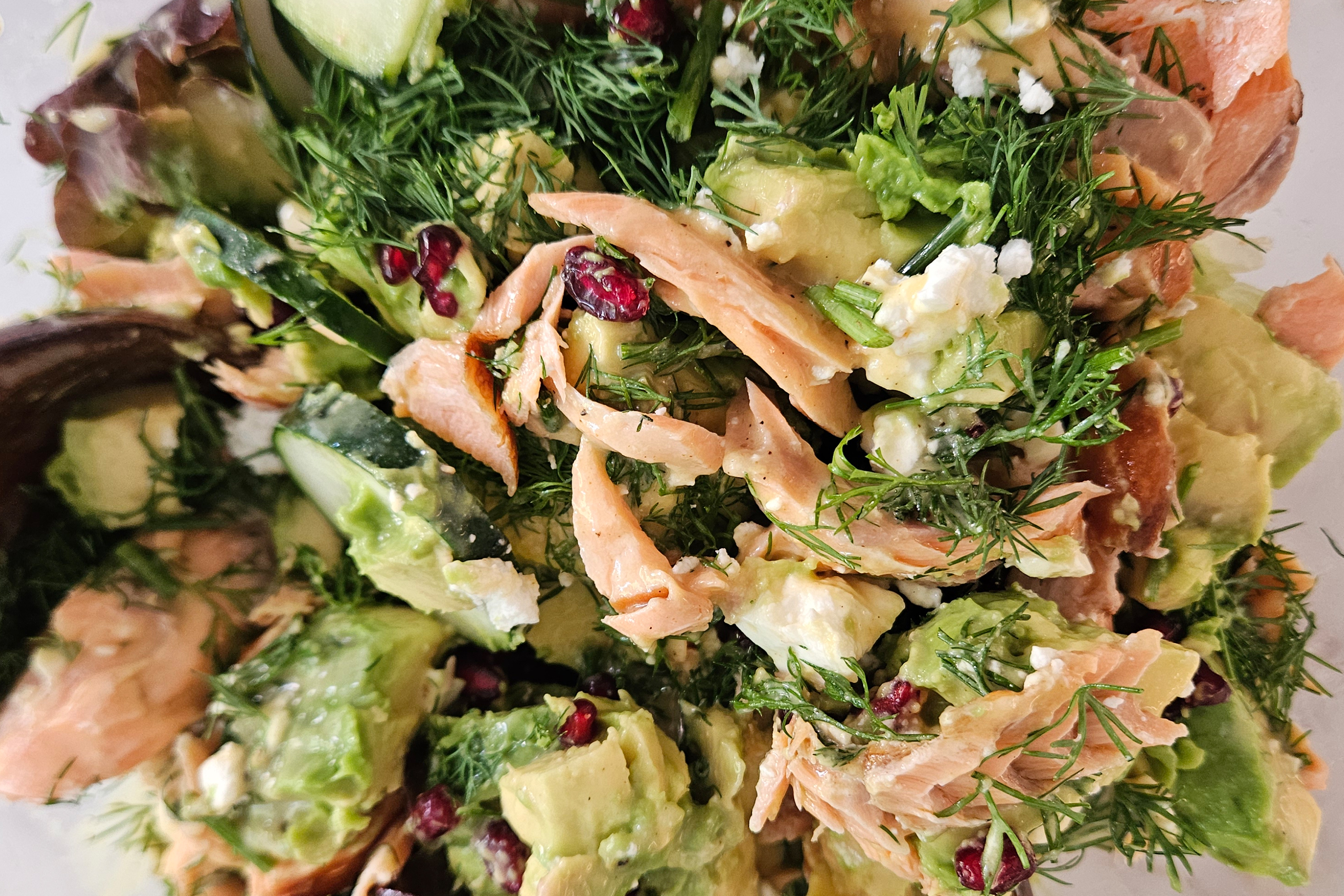 Avocado Smoked Salmon Salad with Dijon Honey Vinaigrette